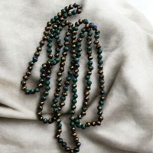 Elegant Green and Copper Colored Beaded Necklace